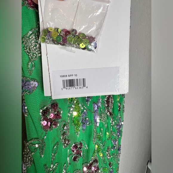 MAC DUGGAL #10808 HAND BEADED FLORAL GOWN WITH BEADED SPAGHETTI STRAPS - Picture 8 of 8